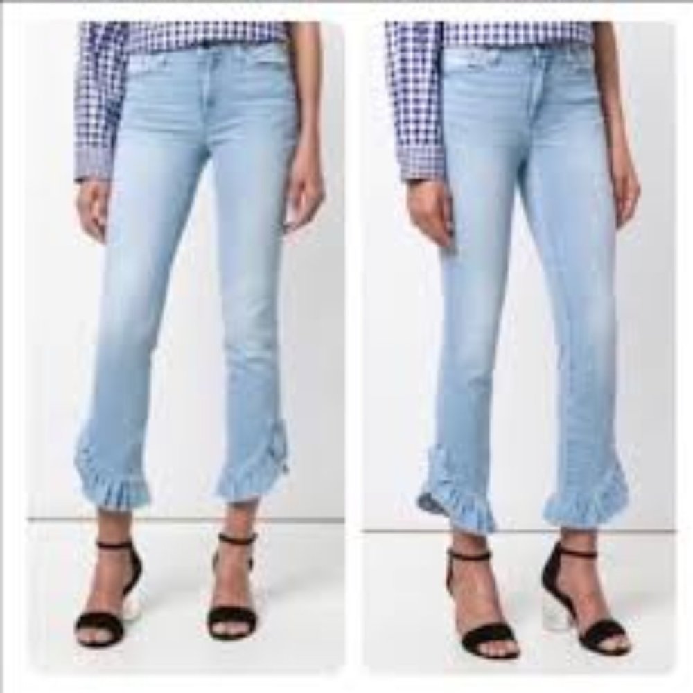Straight Ankle Ruffle Jeans
